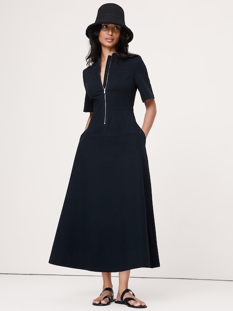 ROBE EN TOILE DE COTON À GLISSIÈRE