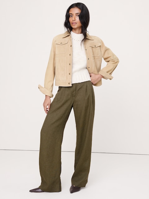 PANTALON À JAMBE LARGE EN LIN SOHO