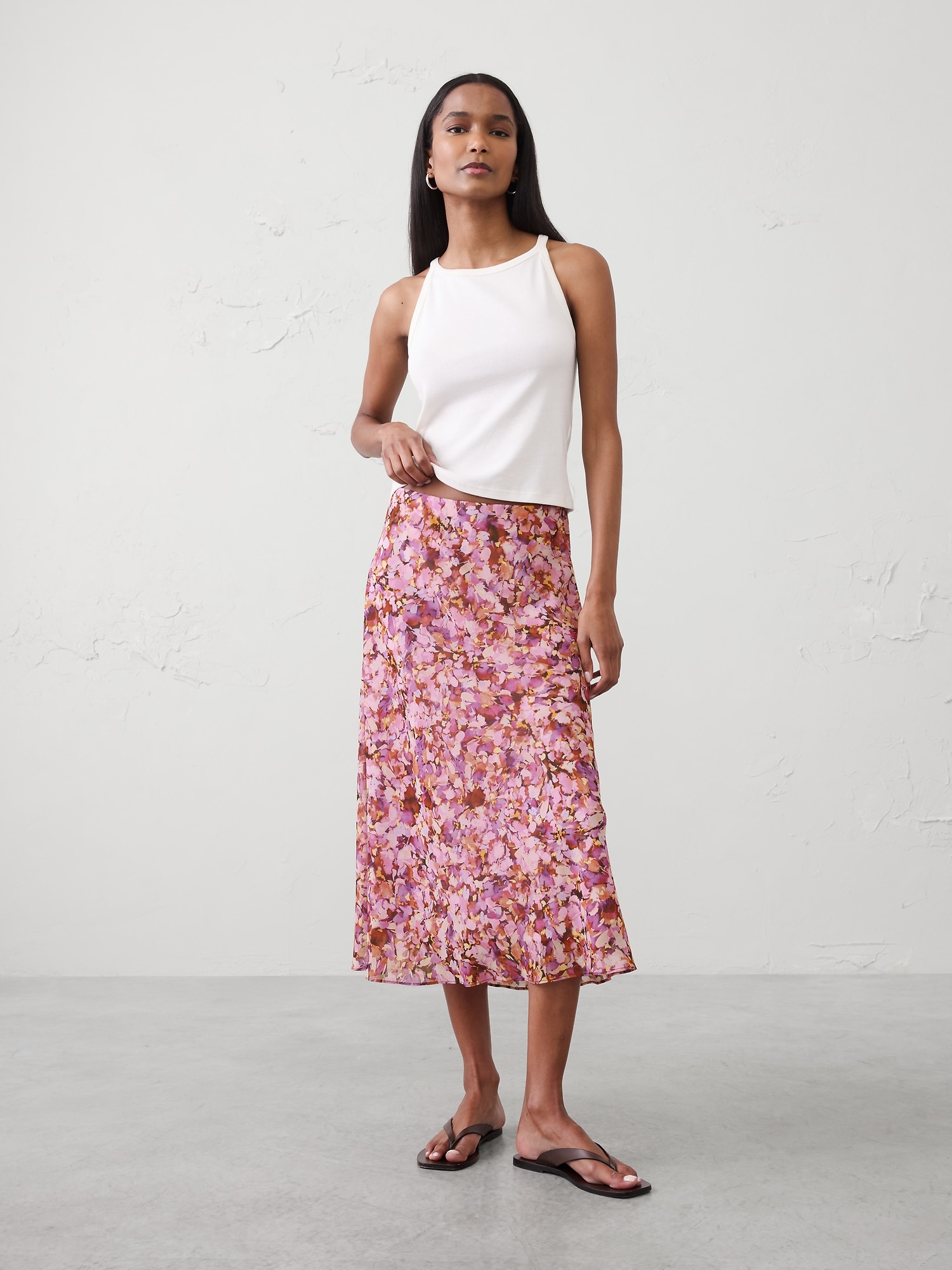 Chiffon Bias Midi Skirt