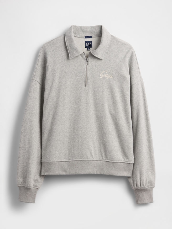 ヴィンテージソフト フレンチテリー オーバーサイズ GAPロゴ クロップド ハーフジップ プルオーバー-4