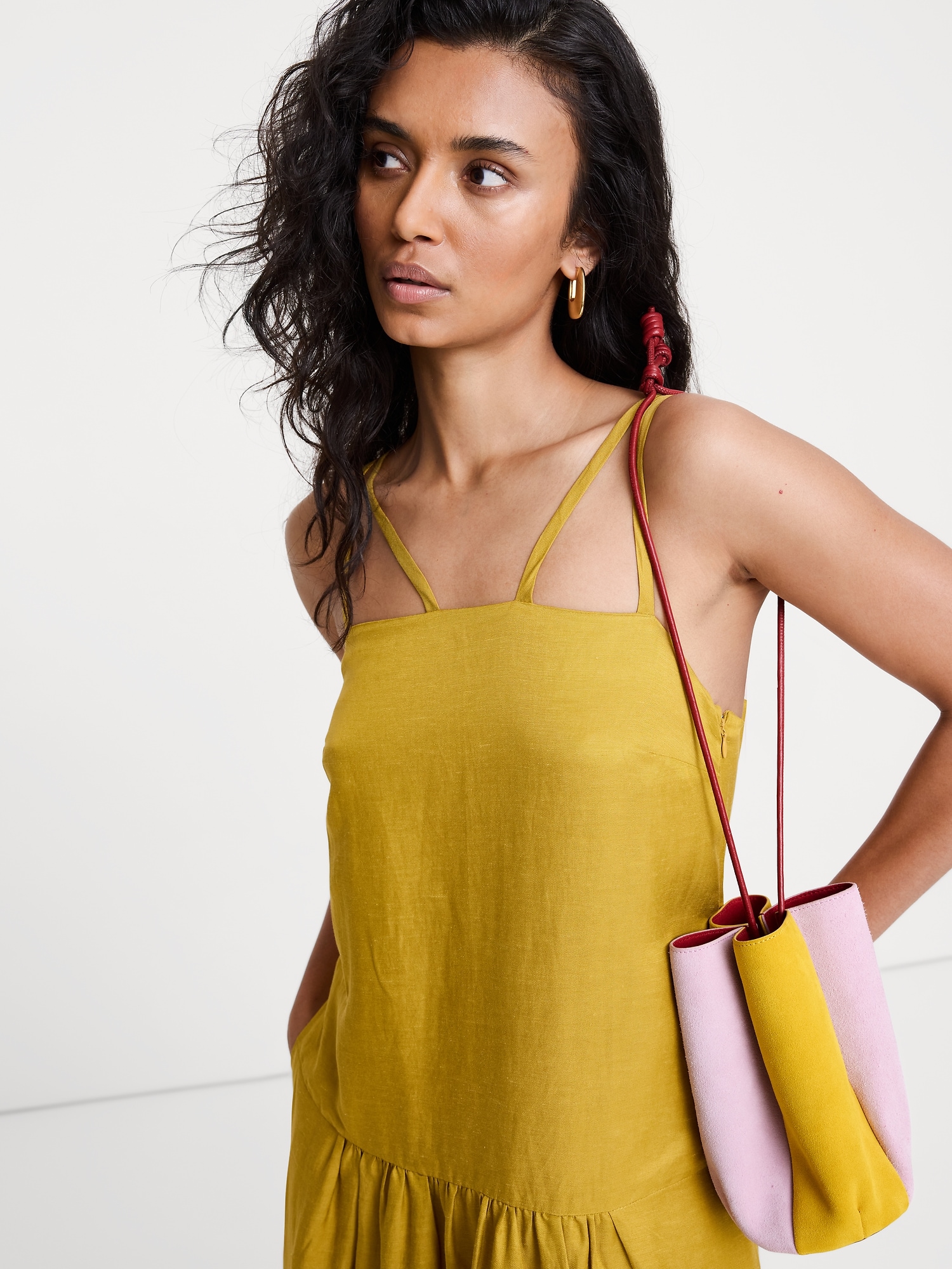 カラーブロック スエード チューリップ バッグ-2