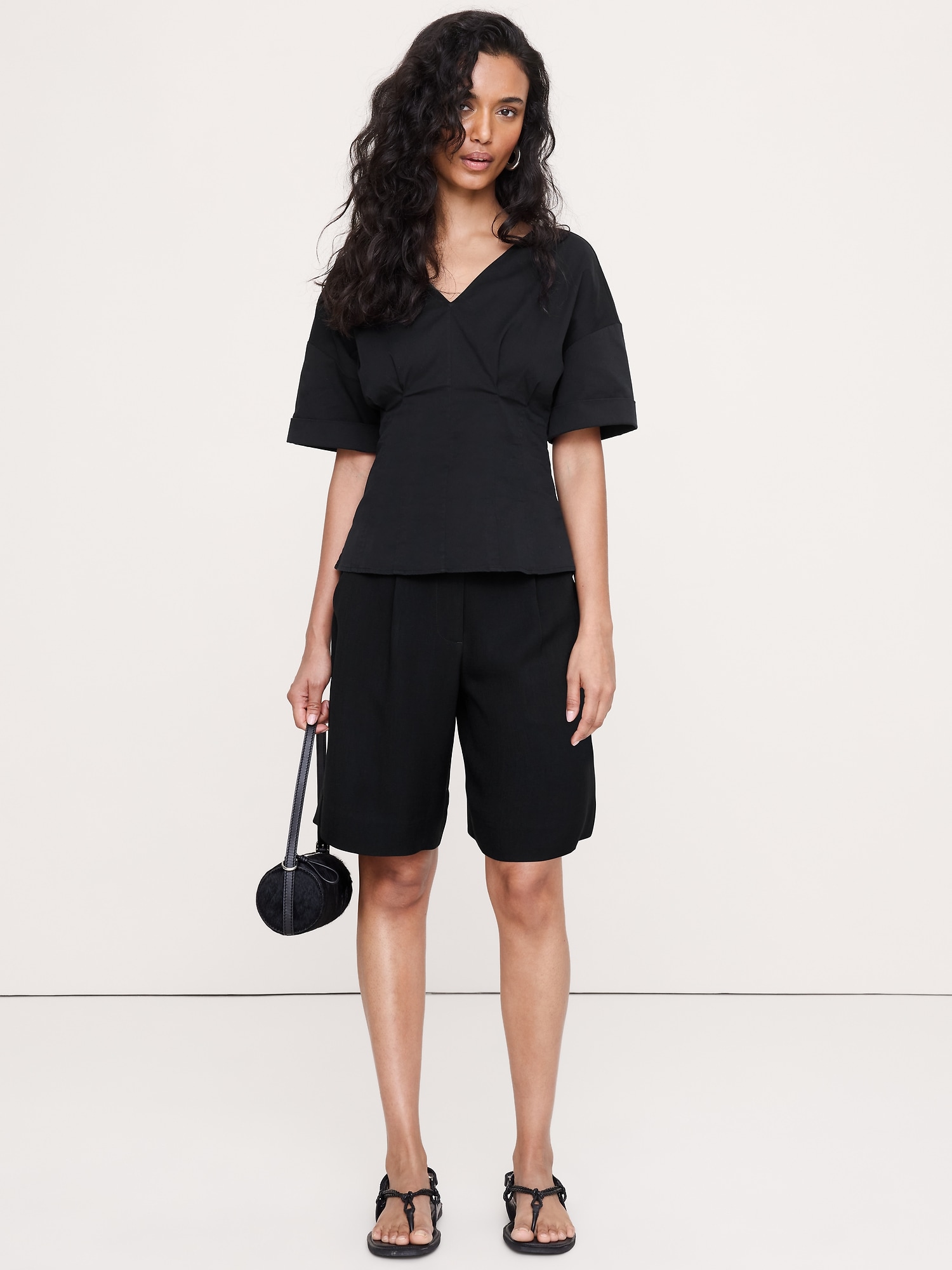 HAUT EN COTON DOUX À TAILLE AJUSTÉE