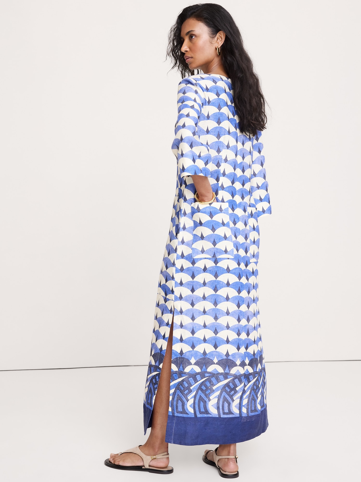 リネン スクープネック マキシドレス-1