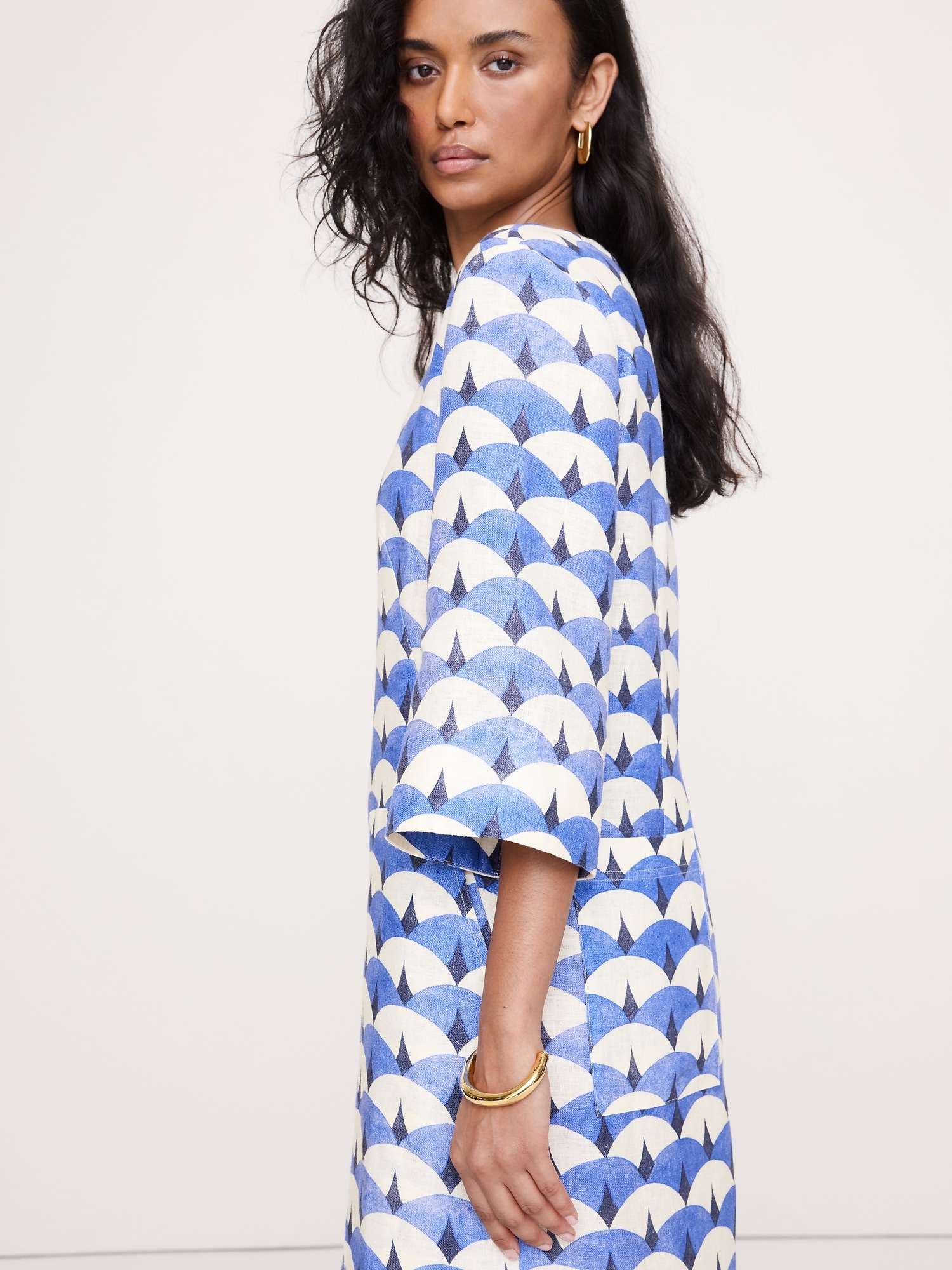 リネン スクープネック マキシドレス-2