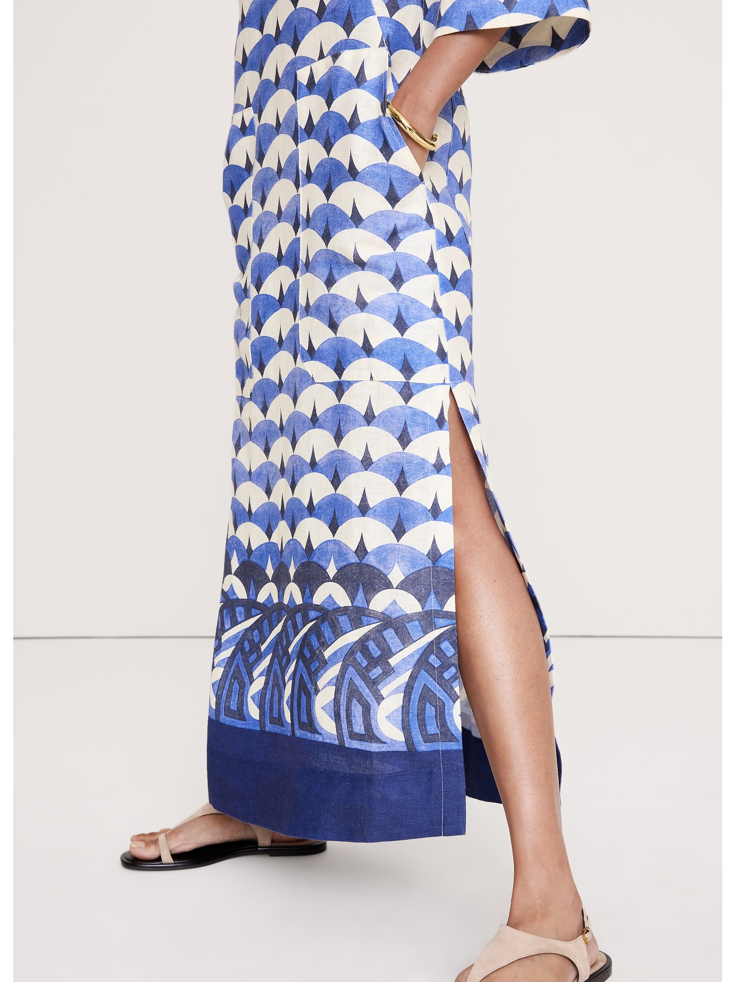 リネン スクープネック マキシドレス-3