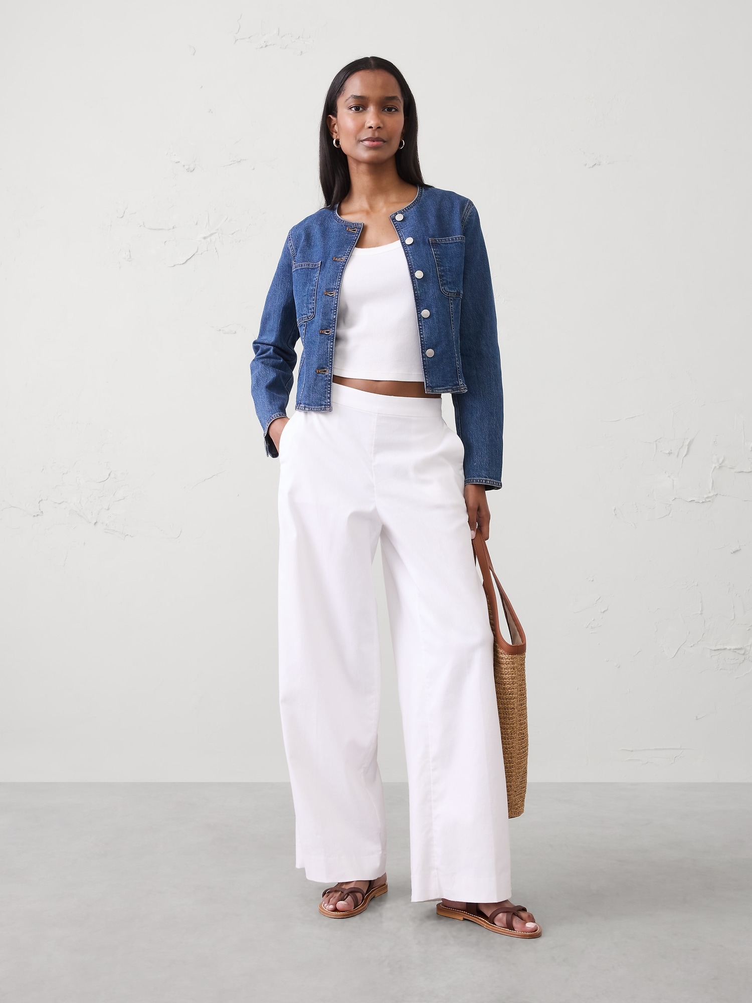 Denim Tailored Cropped Jacket