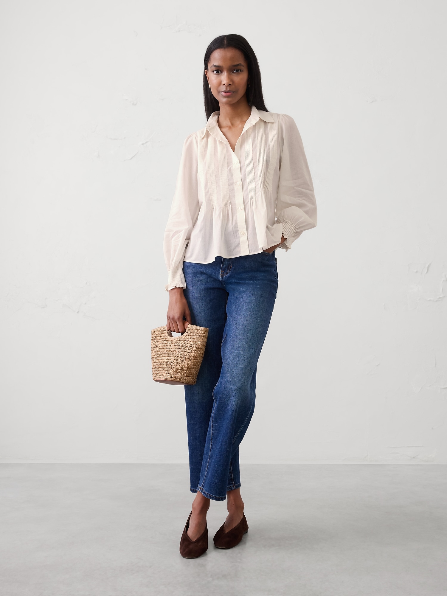 Fine Pintuck Voile Shirt