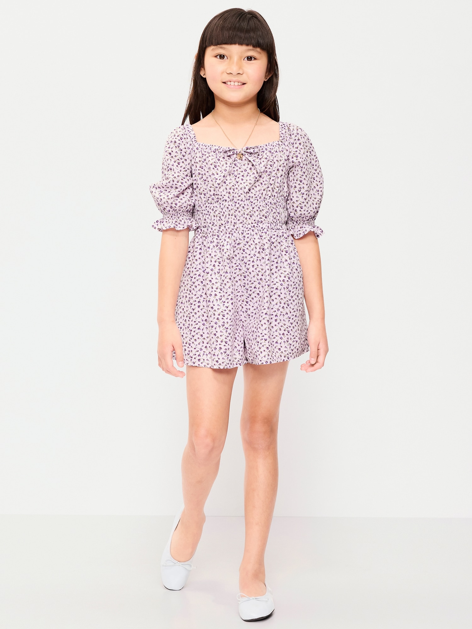 Printed Fit and Flare Romper for Girls