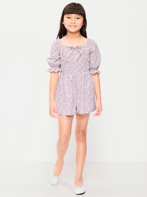 Printed Fit and Flare Romper for Girls