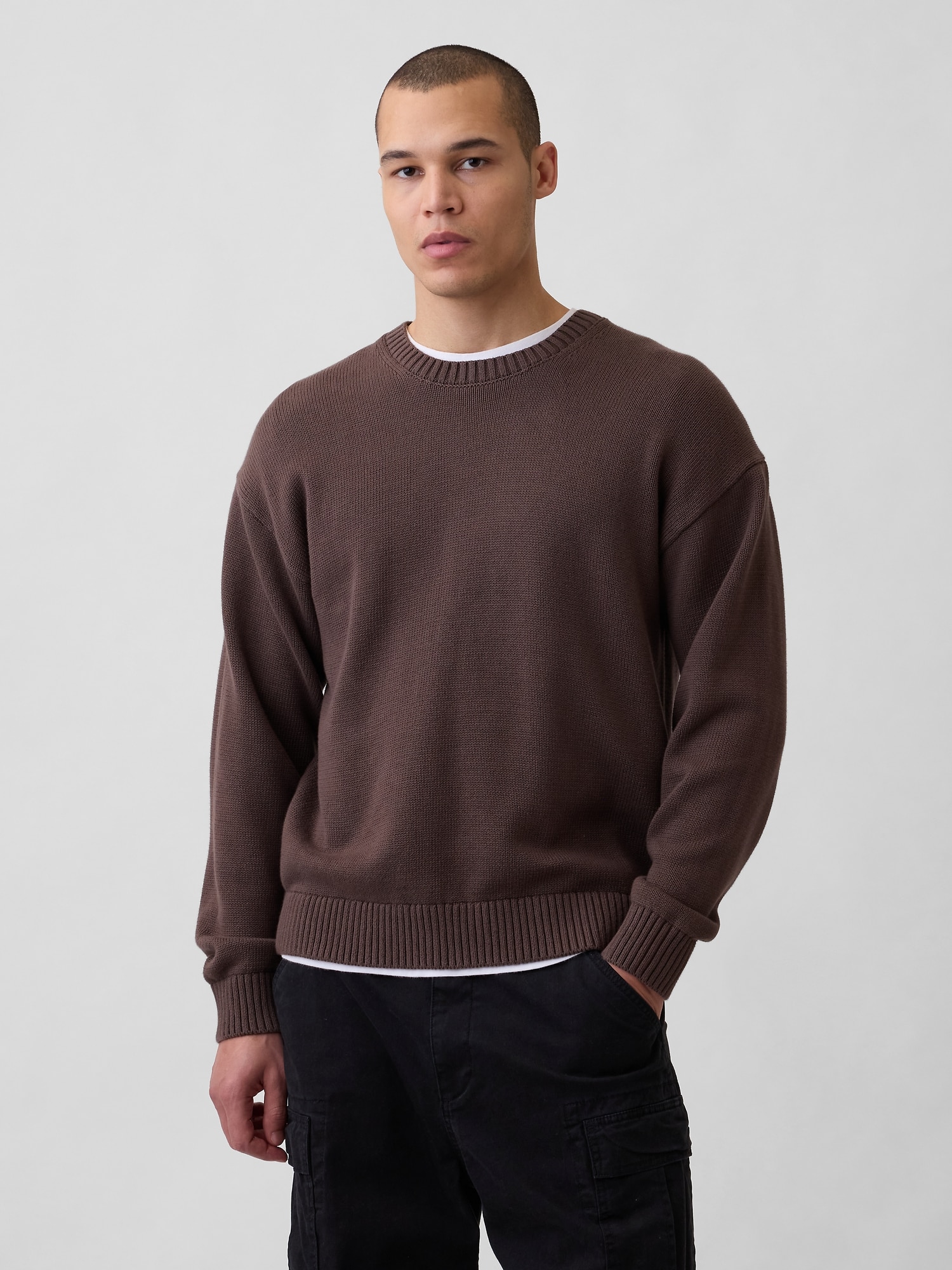 Relaxed Crewneck Crop Sweater