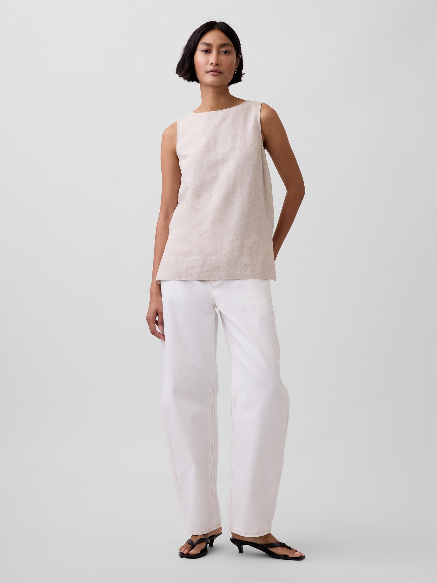 リネンブレンド シェルタンクトップ-1