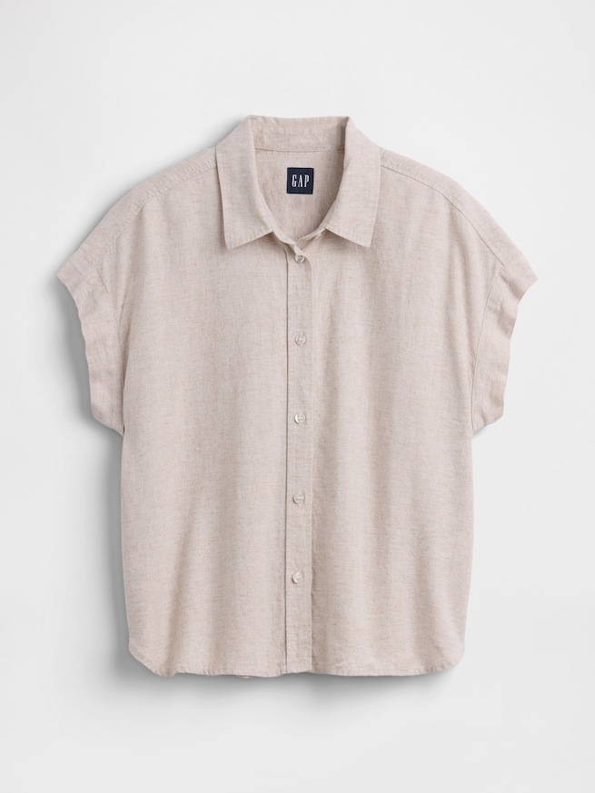 リネンブレンド オーバーサイズシャツ-4