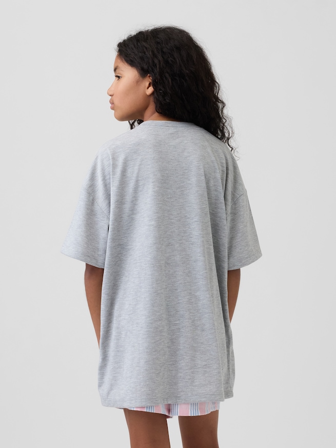 リサイクル オーバーサイズ グラフィック GAPロゴ パジャマTシャツ (キッズ)-2