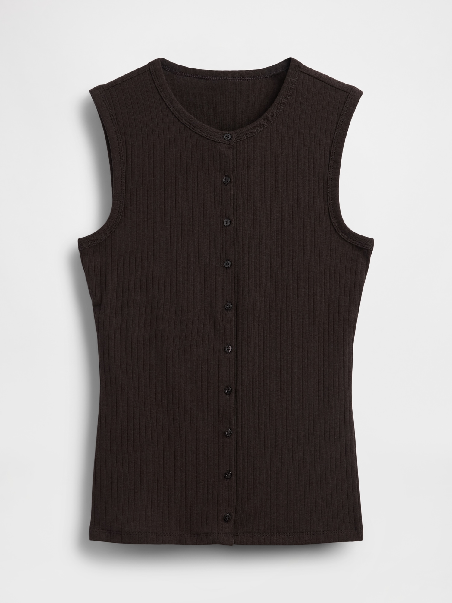 モダン ワイド リブ フロントボタン トップス-4