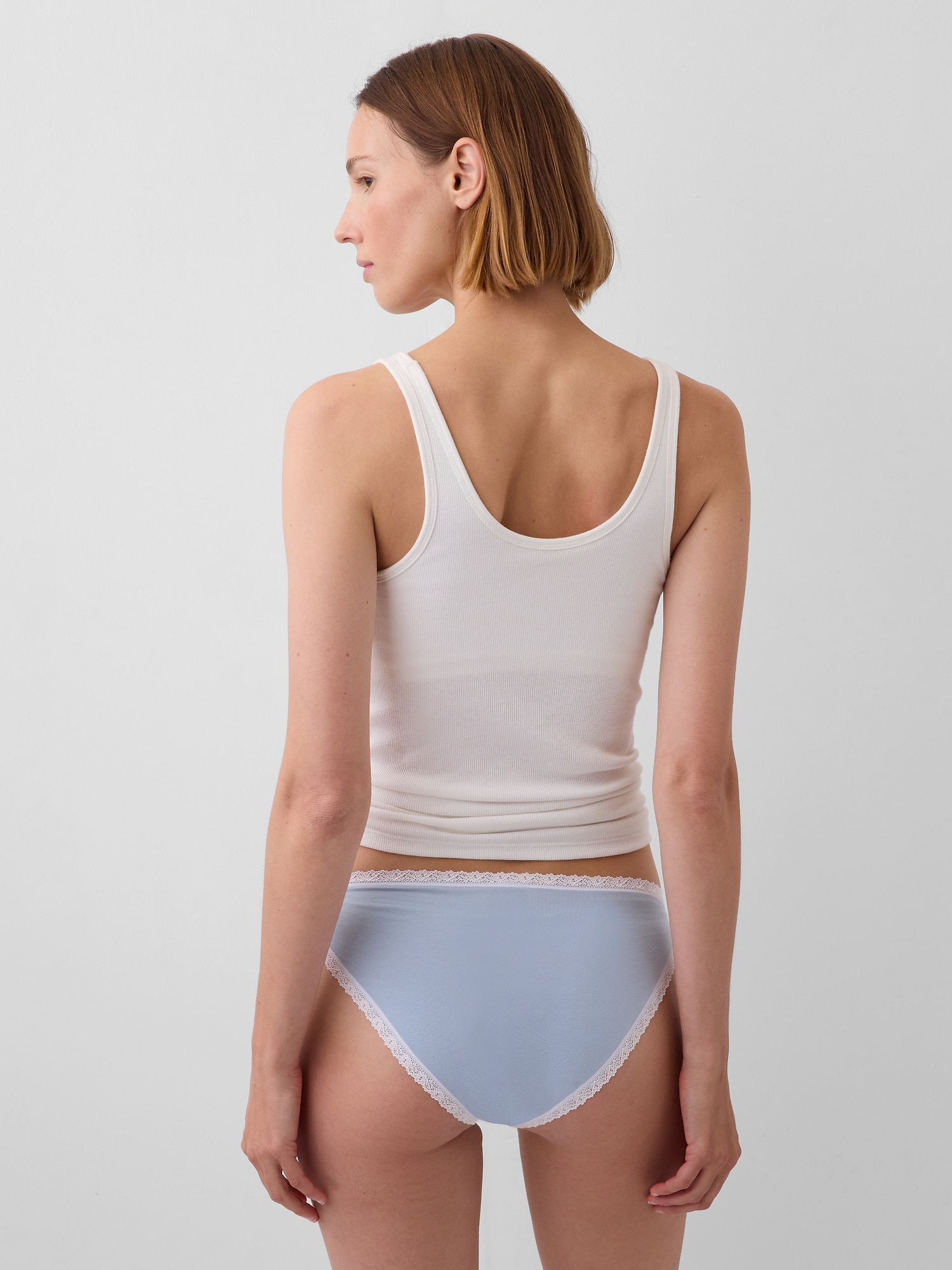 Organic Stretch Cotton Lace-Trim Bikini