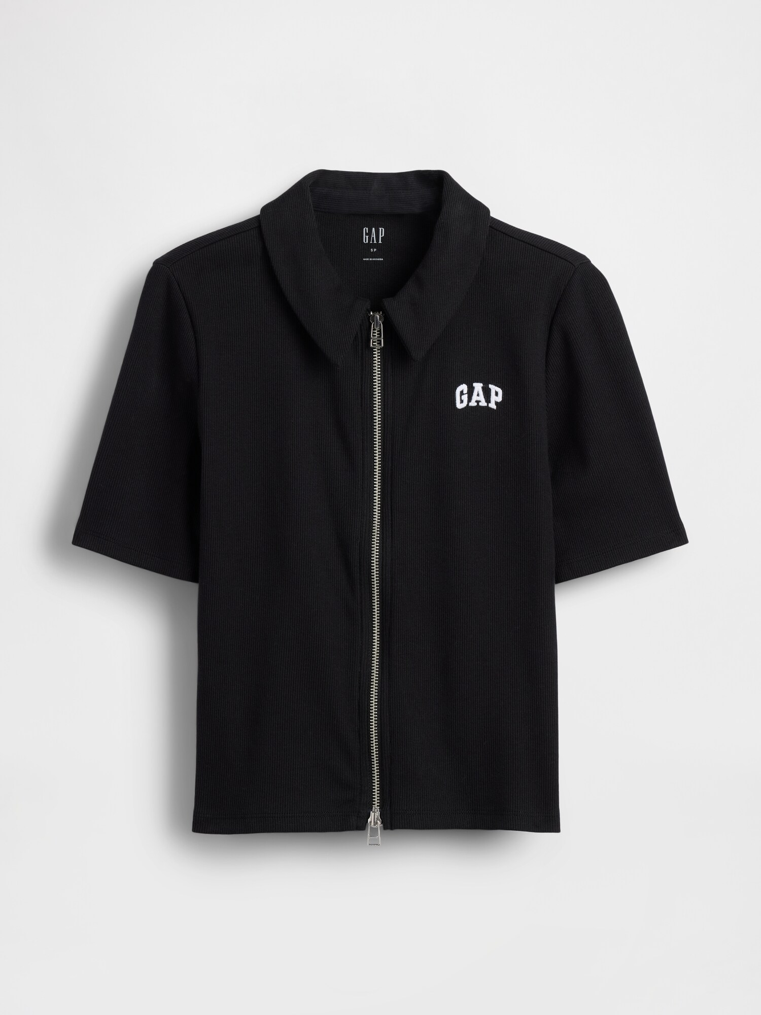 リブ編み ベージュ ジッパーポロシャツ リブ編みレギュラーフィットポロシャツ - ネイビーブルー | ZARA Japan