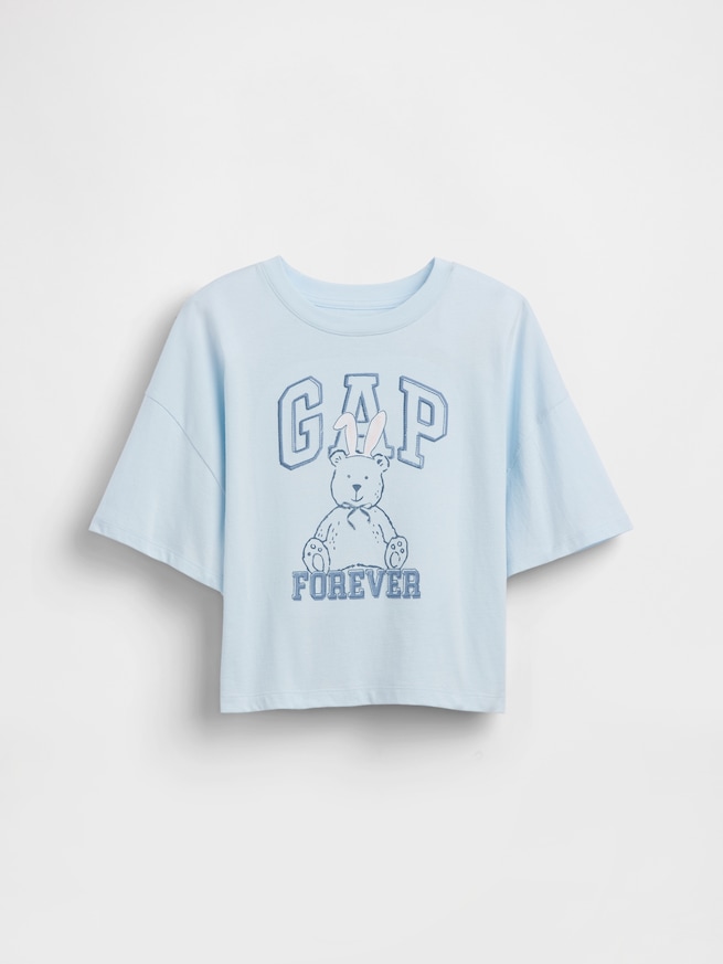 オーバーサイズ グラフィック GAPロゴTシャツ (キッズ)-1