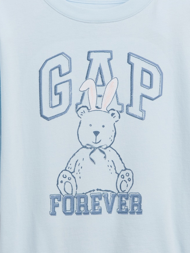 オーバーサイズ グラフィック GAPロゴTシャツ (キッズ)-3