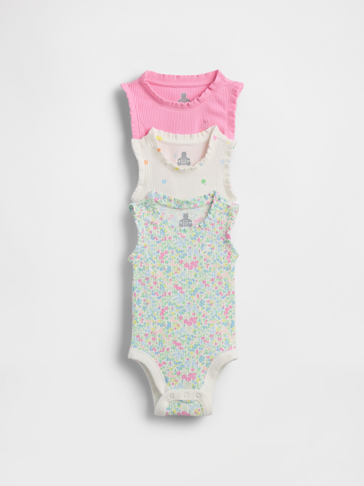 CACHE-COUCHE CAMISOLE FINEMENT CÔTELÉ À POCHE À VOLANTS PREMIERS ESSENTIELS POUR BÉBÉ (PAQUET DE 3)