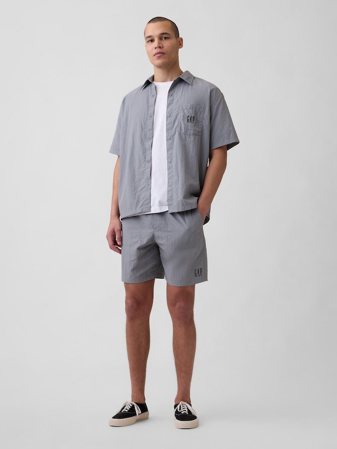 リサイクルナイロン100% ボクシーシャツ-1