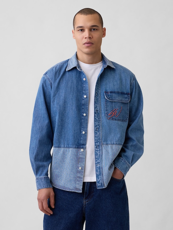 Gap &times; Sean Wotherspoon リラックスフィット レールロード デニムシャツ-0