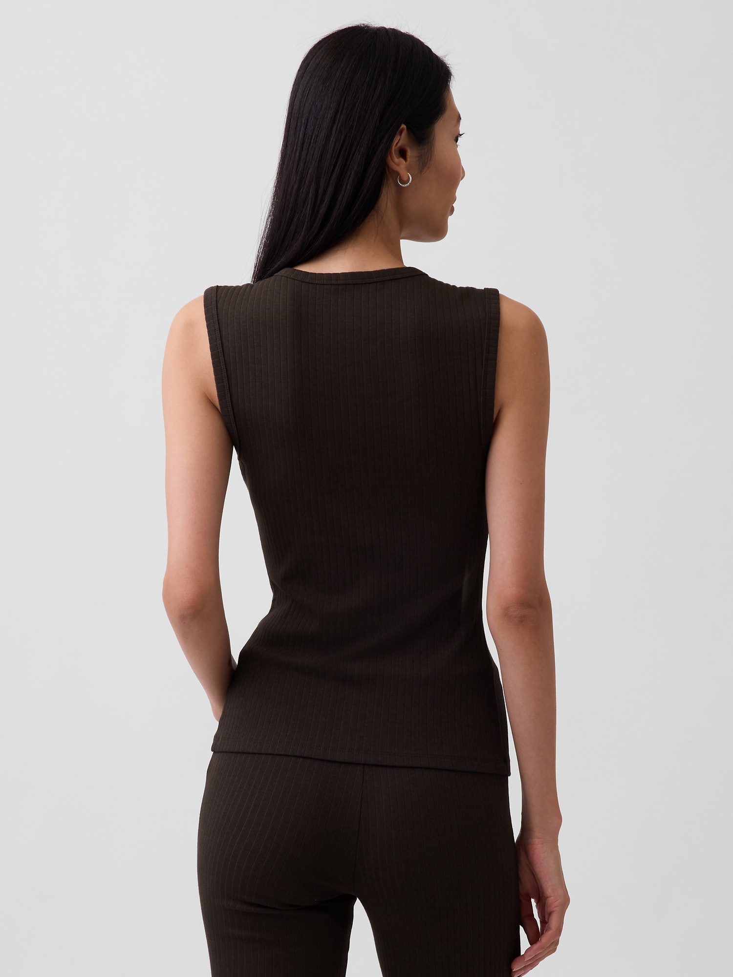 モダン ワイド リブ フロントボタン トップス-2