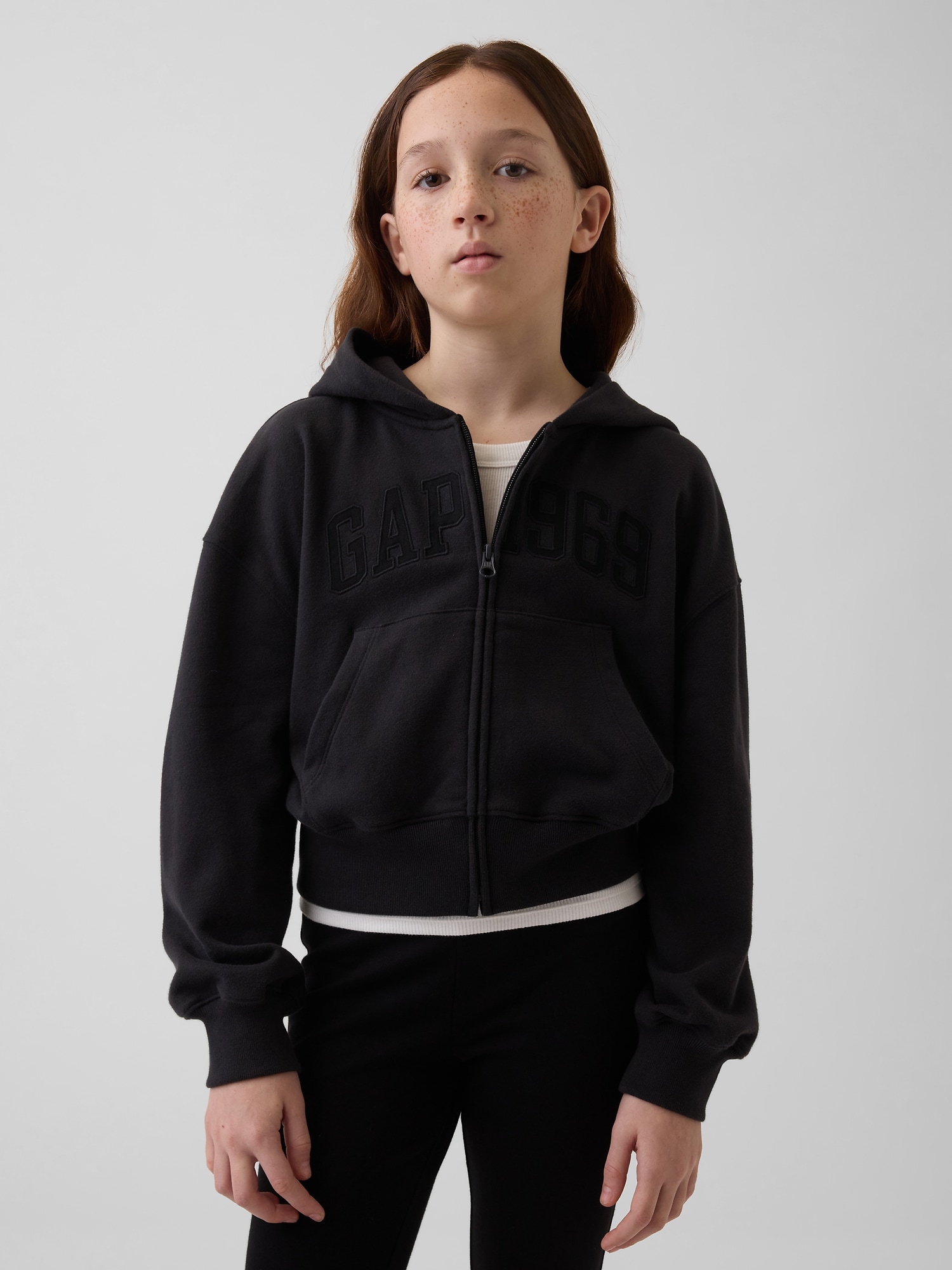 GAP ヴィンテージソフト　オーバーサイズ　クロップドジップパーカー　黒　XL GAP｜(U)ヴィンテージソフト オーバーサイズ クロップド ジップアップ