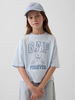 オーバーサイズ グラフィック GAPロゴTシャツ (キッズ)