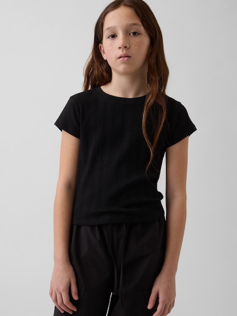 T-SHIRT AJUSTÉ CÔTELÉ MOIRÉ POUR ENFANT