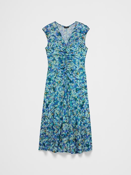 Mesh Shirred-Waist Long Midi Dress | Banana Republic Factory