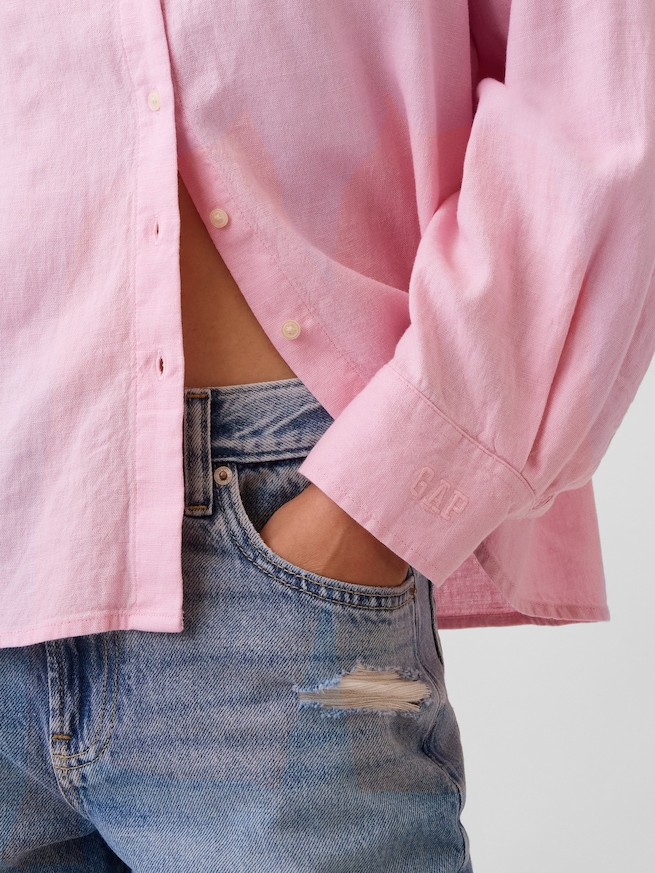 リネンブレンド オーバーサイズシャツ-3