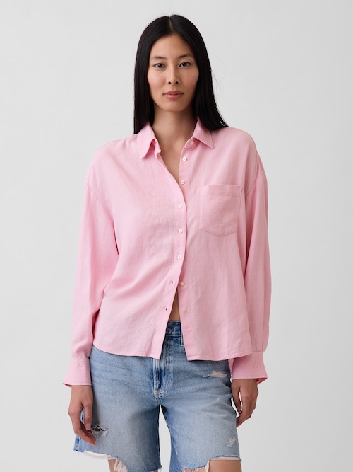 リネンブレンド オーバーサイズシャツ