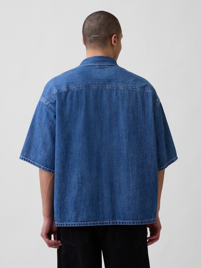 デニム オーバーサイズ ストレートヘムシャツ-2