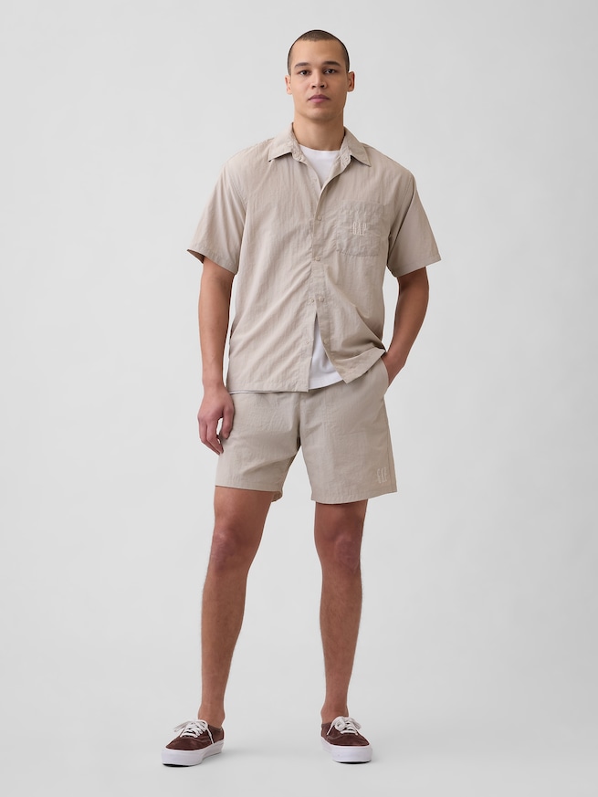 リサイクルナイロン100% ボクシーシャツ-1