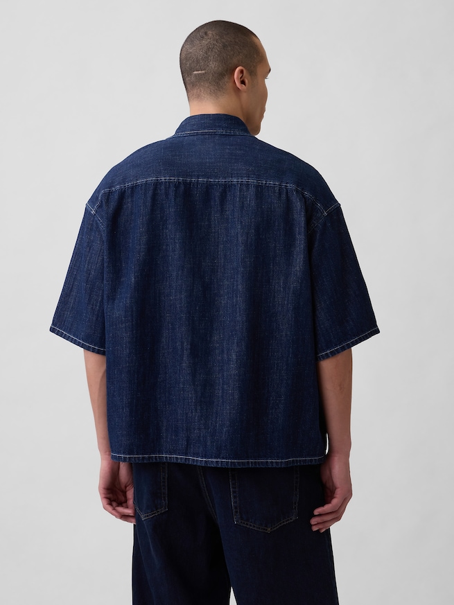 デニム オーバーサイズ ストレートヘムシャツ-2