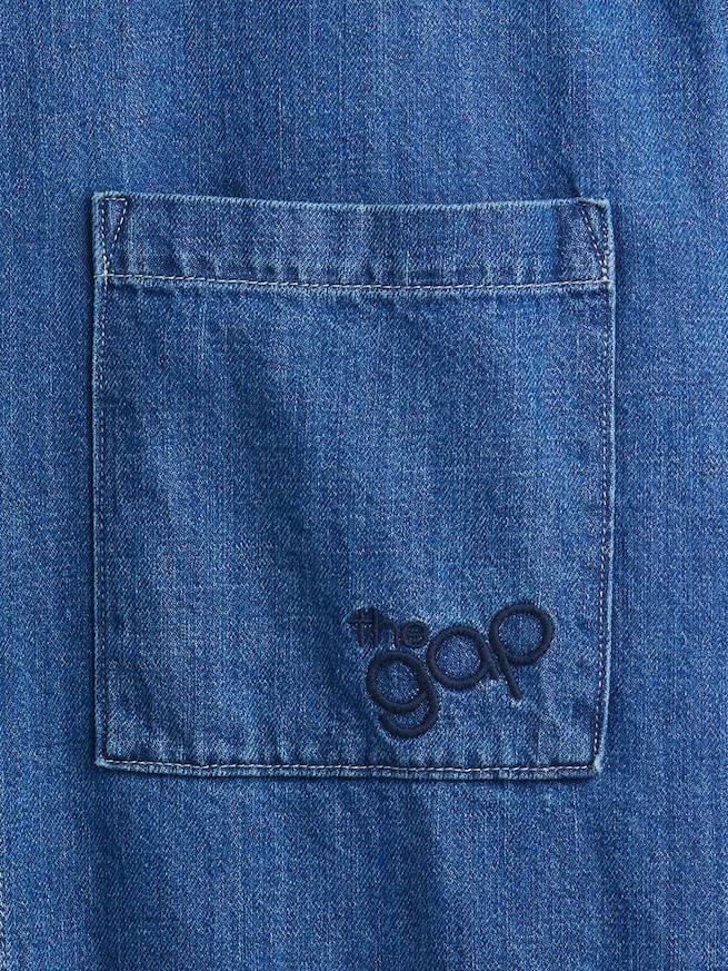 デニム オーバーサイズ ストレートヘムシャツ-3