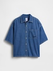 デニム オーバーサイズ ストレートヘムシャツ-4