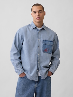 Gap &times; Sean Wotherspoon リラックスフィット レールロード デニムシャツ