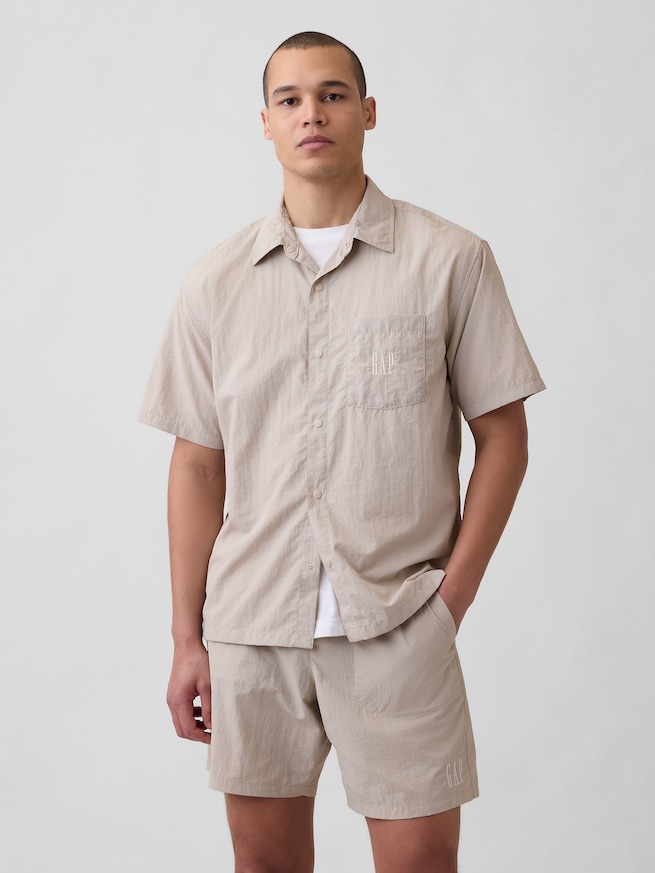 リサイクルナイロン100% ボクシーシャツ-0