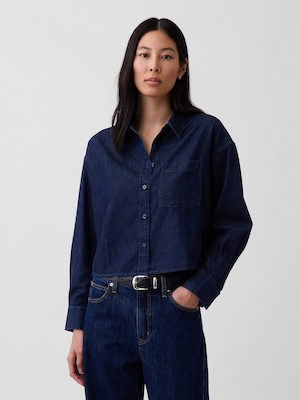 ウルトラソフトデニム ストレートヘム クロップドシャツ