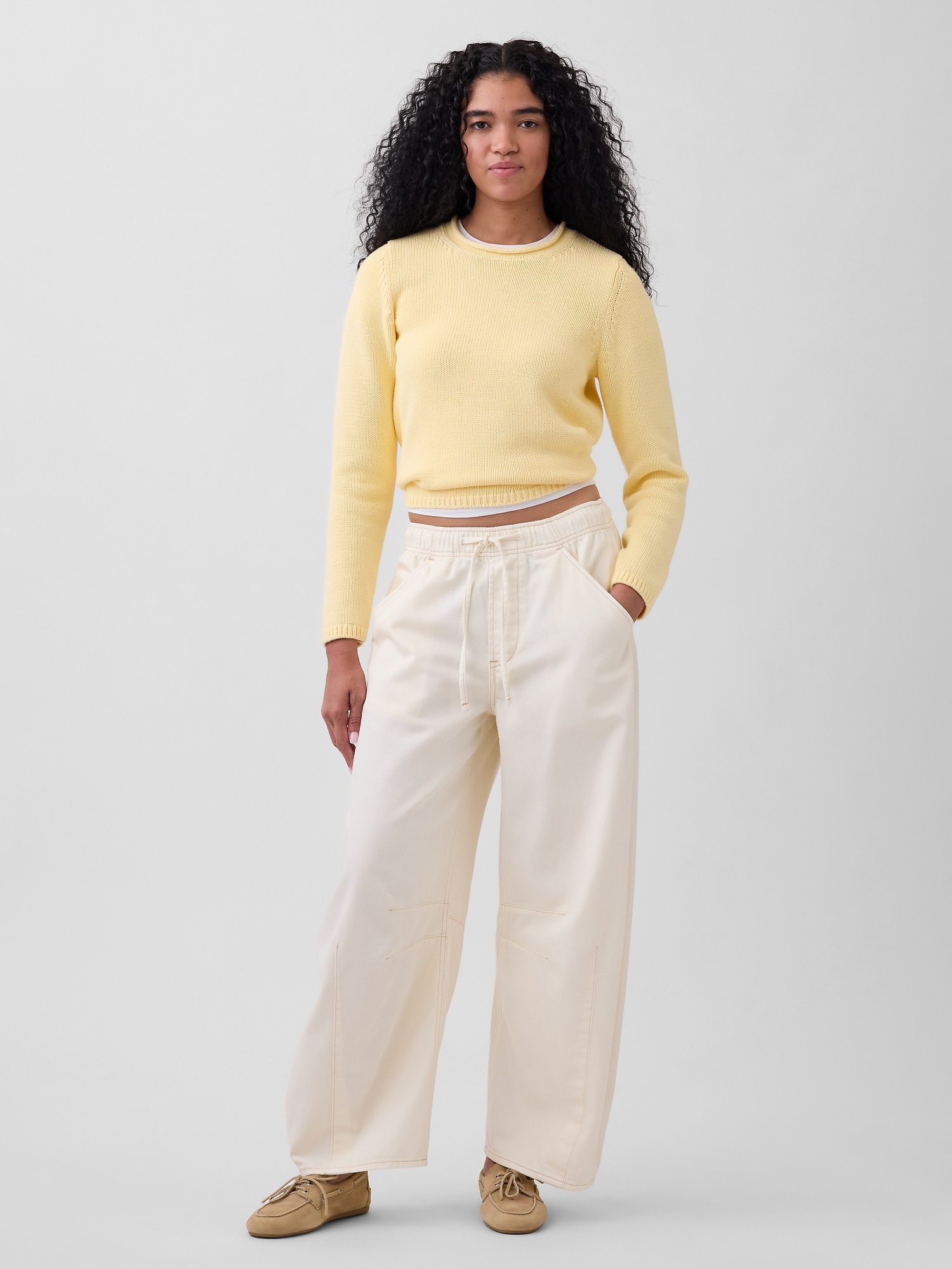 JEAN BALLON SURDIMENSIONNÉ CONFORT À TAILLE MI-BASSE EN DENIM DOUCEUR SUPRÊME