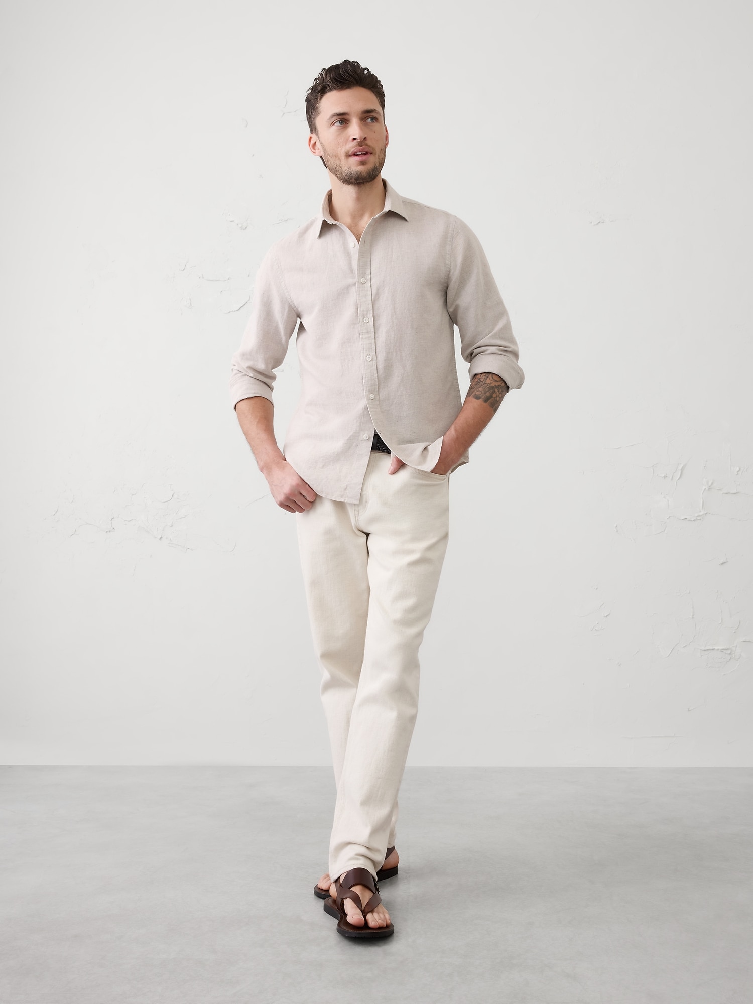 Slim-Fit Linen-Blend Shirt
