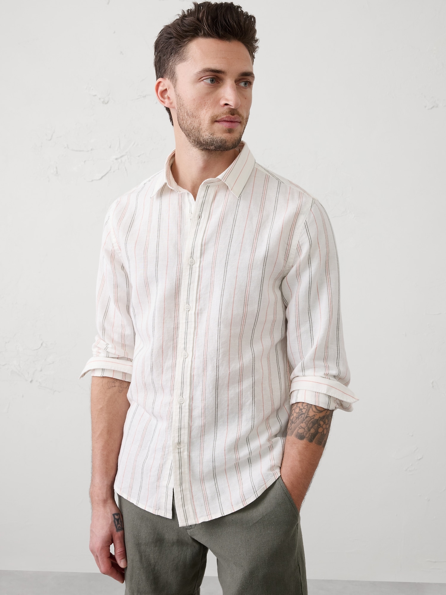 Slim-Fit Linen-Blend Shirt