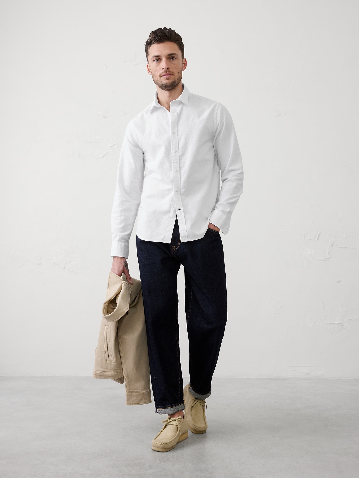 Slim-Fit Linen-Blend Shirt