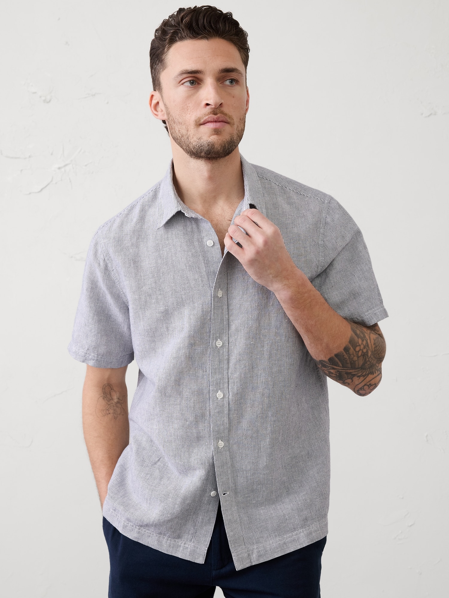 Standard-Fit Linen-Blend Shirt