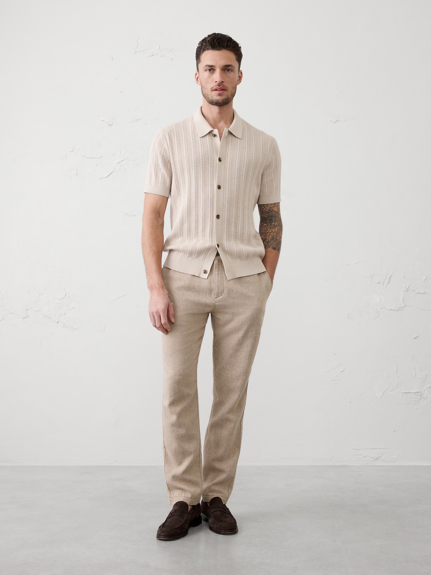 Athletic-Fit Linen-Blend Pant