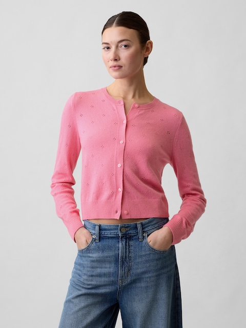 CashSoft Pointelle Cardigan