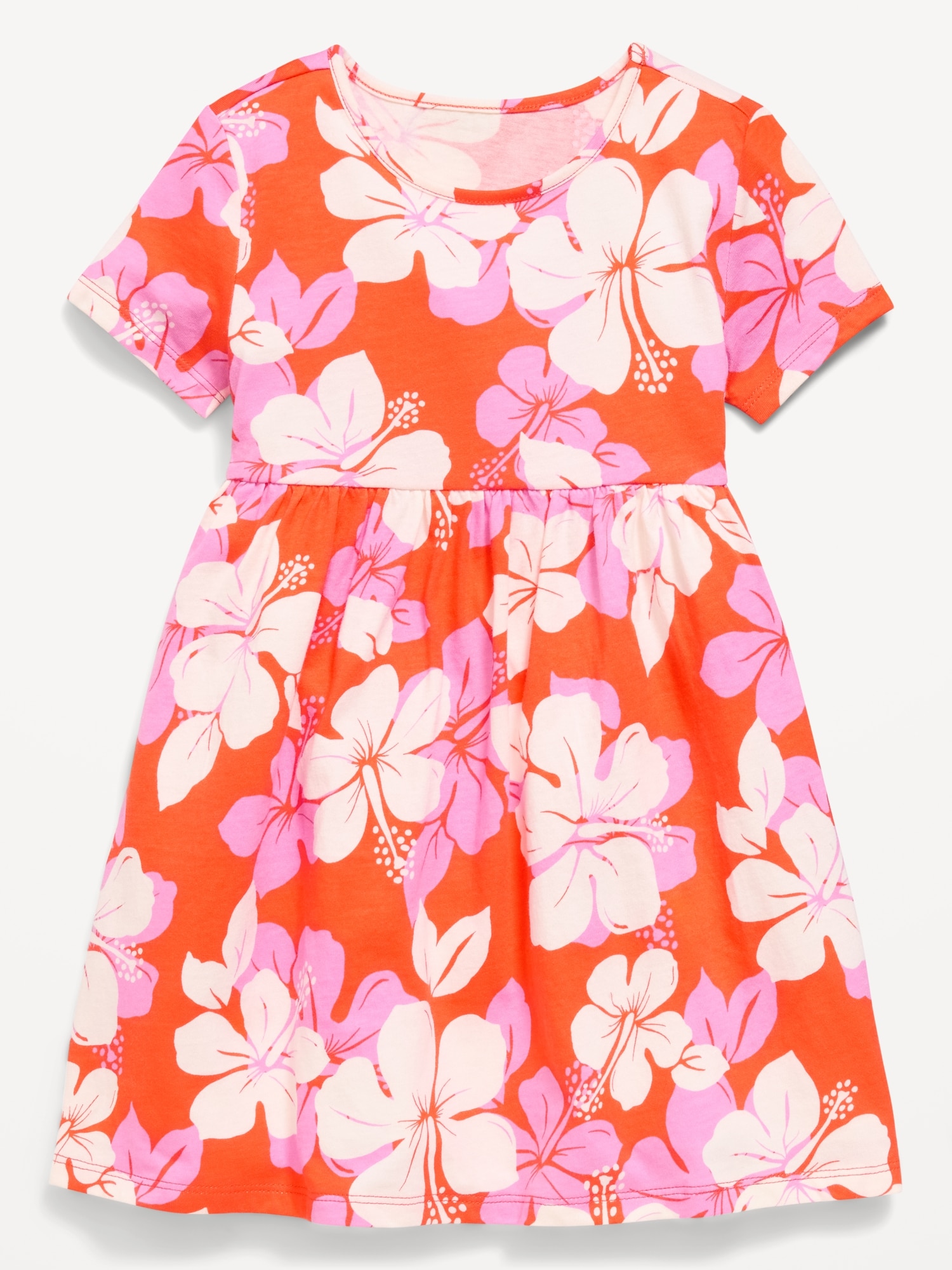 ROBE À MANCHES COURTES EN TRICOT DE JERSEY À MOTIF POUR TOUTE-PETITE