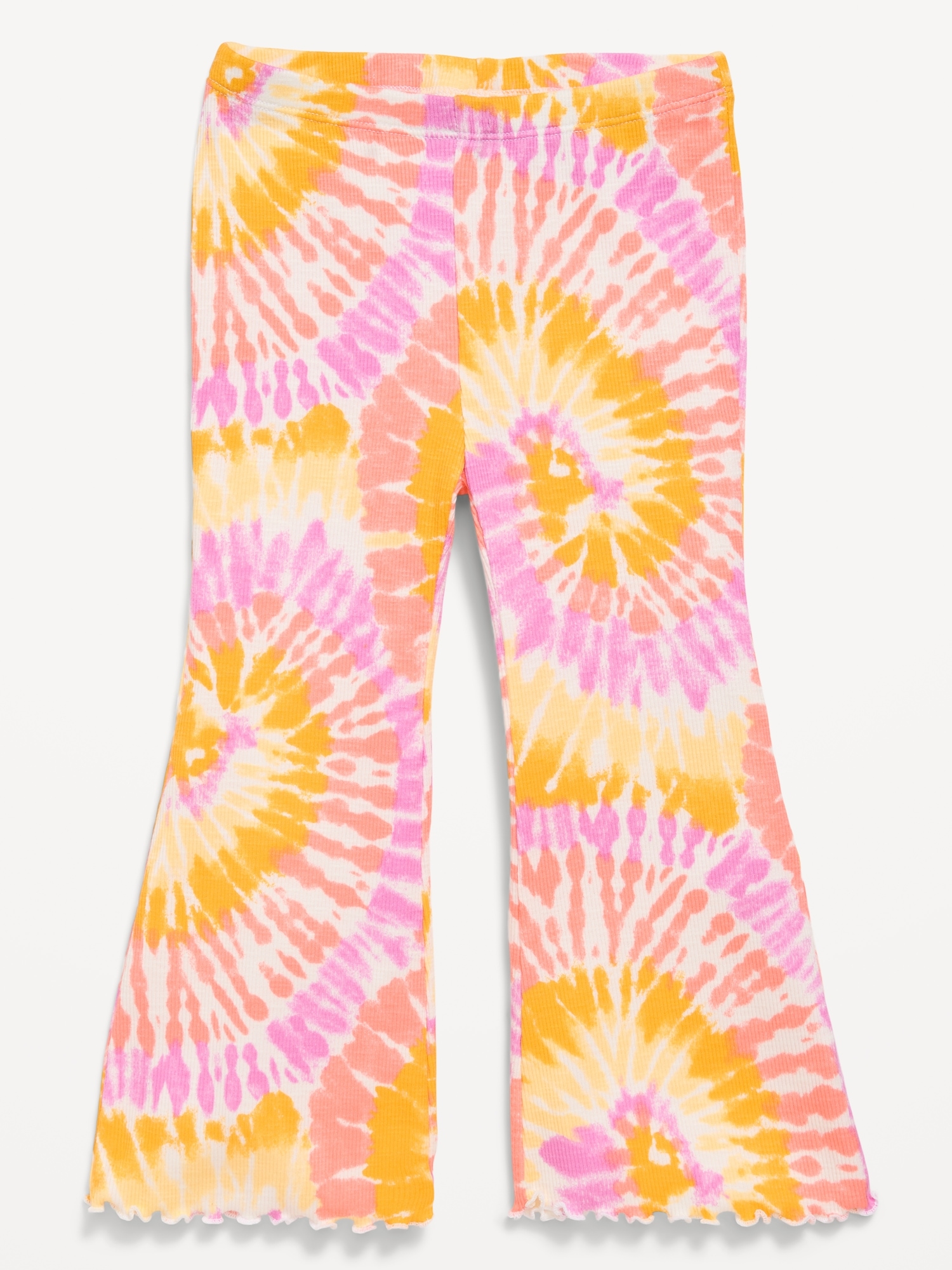 Ribbed Flare-Leg Leggings for Toddler Girls - Pink Multi Tie