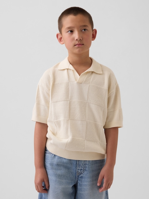 Kids Johnny Collar Checkered Sweater Shirt